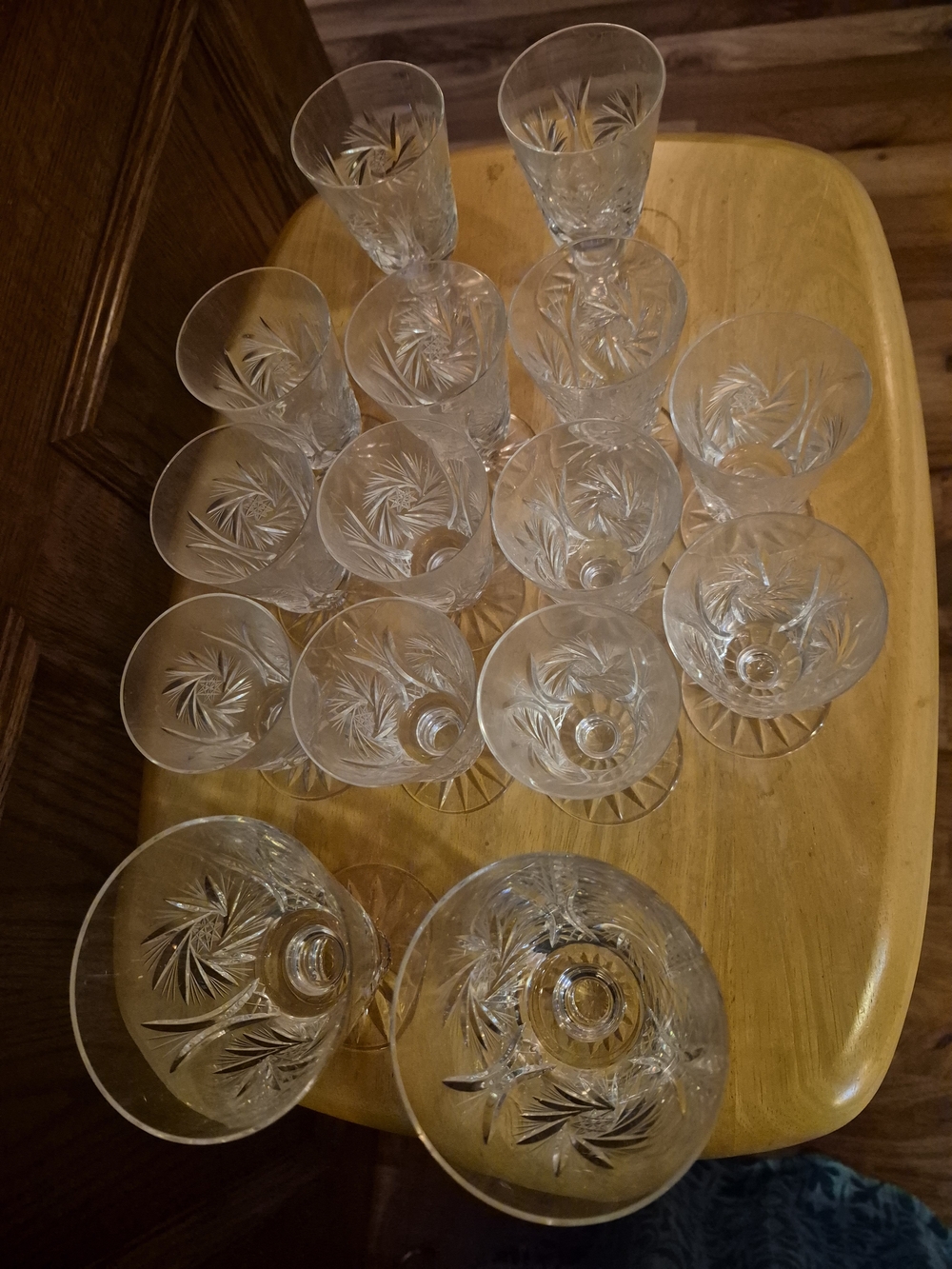 Cut Crystal Wine Glasses - Clear Etched Pattern SALE!!